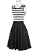 Belle Poque Women's Classy Scoop Neck Striped Retro Swing Dress