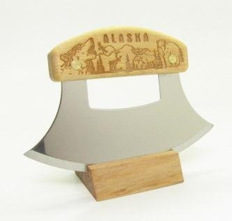 Inupiat Birch Alaska Cutlery Ulu Knife Animal Collage Wildlife