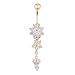 Start Crystal Rhinestone Ring Body Dangle Ball Belly Button Navel Ring (Silver)