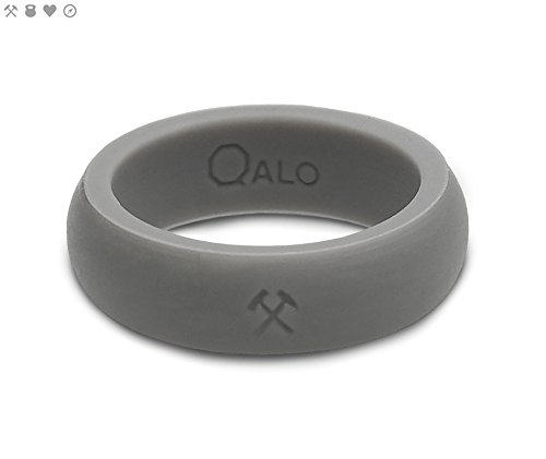 Qalo Women's Pick Axe Quality Q2X Silicone Ring, Grey, Size 8