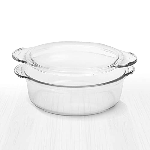 Clear Round Glass Casserole by Simax Deep Dish, With Lid, Heat, Cold