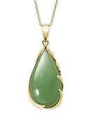 Belacqua Natural Green Jade Teardrop Charm Pendant