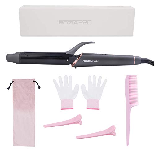 Curling Iron 1.25 Inch Ceramic Tourmaline Coating Curling Wand with Anti-Scald Insulated Wand Tip, 4 Heat Setting for All Hair Types(320 °F to 430 °F, Include Glove)