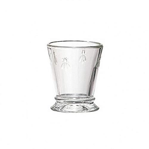 Napoleon Bee Shot Clear Glasses Set of 6 – 2 Ounce Abeille tumbler - Ideal for Whiskey, Liquor, Scotch, Vodka - Durable Entertainment Glassware – Home bar Bachelors Party gift – Bonus: 6" Ice Tongs