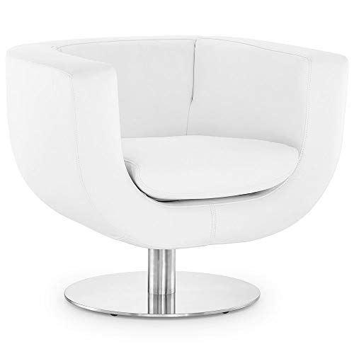 Zuri Furniture Modern Macie Swivel Lounge Chair White Italian Top