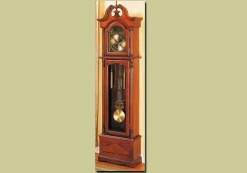 Light Cherry Finish Grandfather Clock Wood Curio Chime