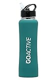 GO Active Insulated Water Bottle with Straw. Stainless Steel Double Wall Sport Bottle Featuring ActiveLock Thermal Vacuum Keeps ice Over 24 Hours! Durable, Portable (Aqua Green, 32 oz)