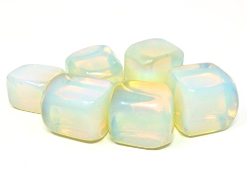 6 pcs Opalite Crystal Tumbled Stone Lot, 100% Natural Gemstones in Gift Pouch / Rocks for Energy Crystal Healing Grids