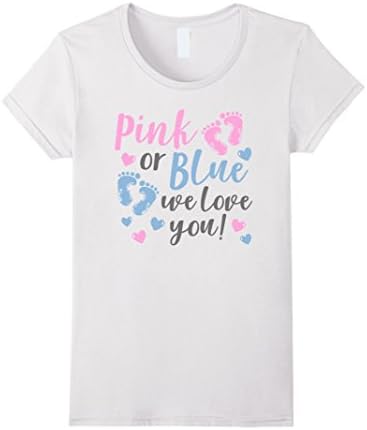 Womens Cute Pink or Blue We Love You Baby Shower T-Shirt Large White