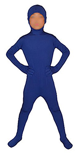 Seeksmile Kids Costume Full Body Lycra Zentai Suit Face Open (Kids Large, Royal Blue)