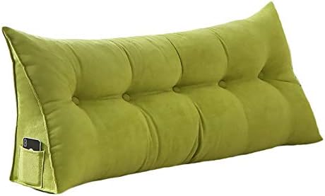VERCART 100% Polyester Sofa Bed Large Soft Upholstered Headboard Filled Wedge Cushion Bed Backrest Positioning Support Reading Pillow Office Lumbar Pad with Removable Cover Green 39x8x20 Inches