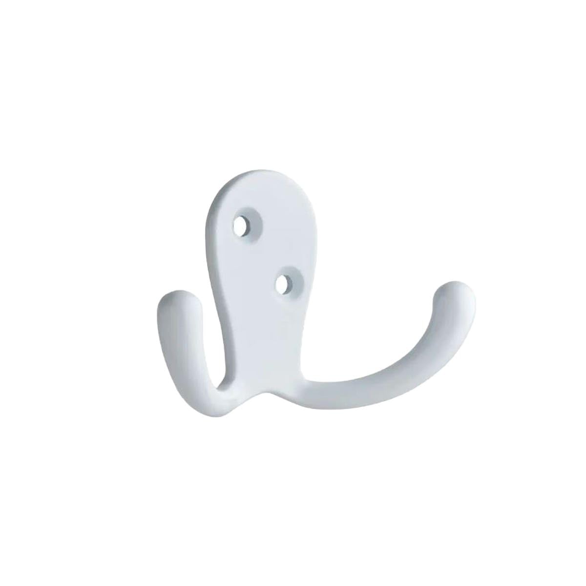 Decohooks Two Prong Robe Hook - Wide Design - White - Door and Wall Mountable - Single - Fixings Included