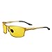 Soxick Yellow Night Vison Driving Glasses for Men Women Aviator Sport Anti-Glare Golden Frame