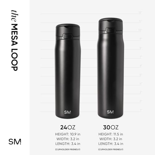 Simple Modern Mesa Loop Water Bottle with Straw | Insulated Stainless Steel Bottles Compatible with Cup Holders for Travel, Sports and School| 990ml | Midnight Black
