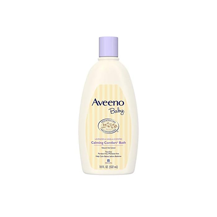 Aveeno Baby Calming Comfort Bath with Relaxing Lavender & Vanilla Scents, Hypoallergenic & Tear-Free Formula, Paraben…