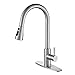 Stainless Steel Kitchen Faucet with Pull Down Sprayer, High Arc Single Handle Faucets for Kitchen Sink with Deck Plate, Brushed Nickel, Naturous