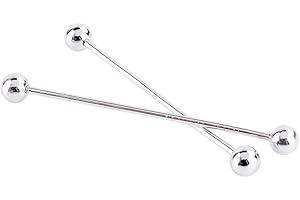 Haosie 2 Pcs Tie Clip, Length 6cm Lapel Pin, Men Silver Plated Classic Ball Head Brass Shirt Collar Bar Tie Pin Stud Barbell 