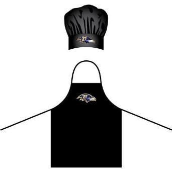 Baltimore Ravens NFL Team Logo Sports Fan BBQ Barbeque Cook Grill Home Outdoor Indoor Tailgating Picnic Men Chef Hat & Apron