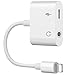 Headphone Jack Adapter Cable Car Charger Dongle AUX Audio Jack Earphone Extender Jack Stereo Cable (White)