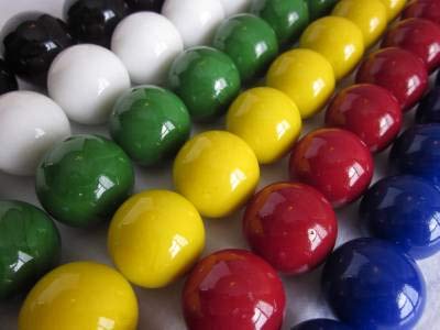 Big Game Toys~60 Large 1" (25mm) Replacement Solid Glass Marbles for Chinese Checker, Aggravation, Wahoo Board Game (10 Each of Red, Blue, Yellow, White, Green, Black)