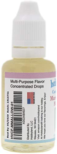 Hobbyland Candy Flavors (Marshmallow Flavoring, 1 Fl Oz), Marshmallow Concentrated Flavor Drops