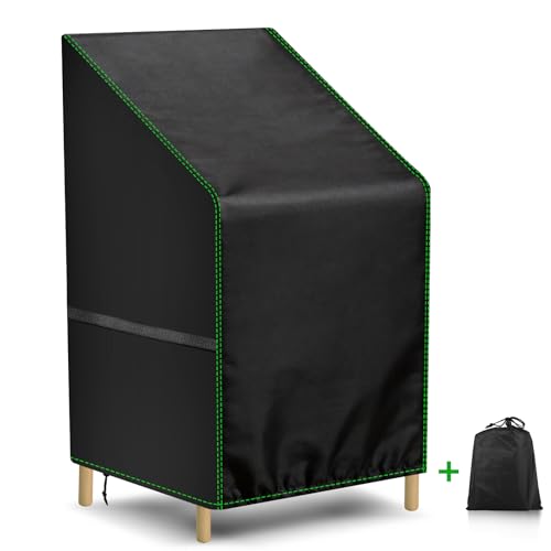 Zocipro Protective Covers for Outdoor Garden Chairs, 70 x 90 x 80/120 cm, 210D Oxford Fabric, Waterproof and Resistant, Anti-UV, for Terrace Stackable Chairs with Drawstring