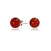 Bling Jewelry Silver Plated Bead Round Dyed Carnelian Gemstone Ball Studs