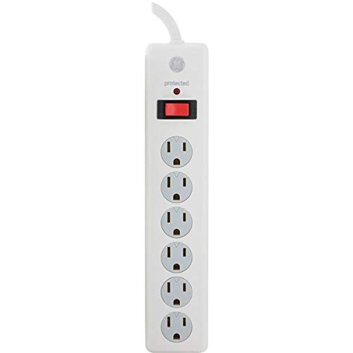 GE 140095 Power Strip Surge Protector, 6 Outlets, 2ft Power Cord, 450
