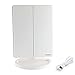 Lighted Makeup Vanity Mirror with 38 LED, LIVSTON Trifold Travel Cosmetic Mirror with Touch Dimmer, 1X/2X/3X Magnification Sections, USB Cable or Battery Operated