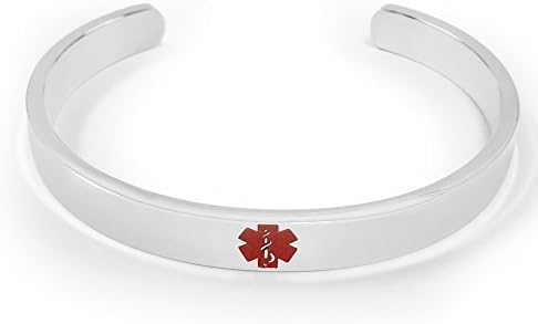 Free Engraving- Stainless Steel Polished Medical Alert ID Tag Identification UNISEX Bracelet - MEDI.D 62