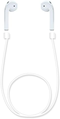 AirPods Strap, OUTTEK Fashionable Fluorescence Cable Connector for iPhone 7 / iPhone 7 Plus Airpod Connector Cable Silicone Strap for Apple AirPods (Never Lose Your Airpods) - White