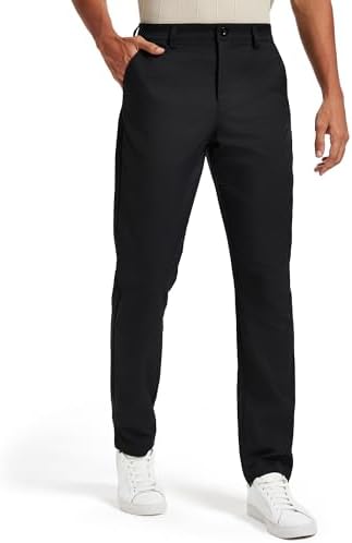 HBDesign Mens Business Fashion Slim Fit Flat Straight Shiny Black