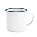 Rink Drink White Enamel Tea/Coffee Mugs - 350ml - Blue Trim - Pack of 6