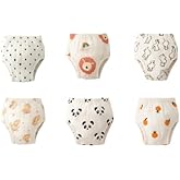 NURTUREBLOOM, 100% Muslin Cotton Potty Training Pull-Up Underwear for Toddler (1 Pack of 6, 23–35 lbs, 9+ Months), Reusable, Leak-Resistant, Breathable for Sensitive Skin