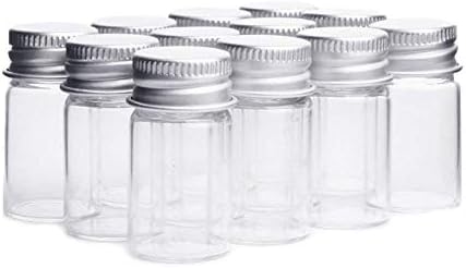 HugeStore 10 Pcs Mini Glass Jars Bottles Wishing Wish Bottle Cosmetics Container with Aluminum Cap 7ml