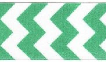 Jay Company 1.5 Inch Wide Glitter Chevron Printed Polyester Grosgrain Craft Sewing Ribbon, Emerald Green / White, 20 Yards