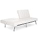 Best Choice Products Modern Leather Futon Sofa Bed Couch Recliner Lounger Sleeper w/ Chrome Legs - White