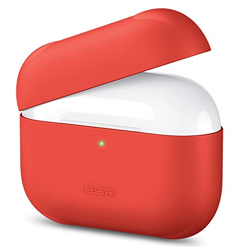 ESR Upgraded Protective Silicone Cover for AirPods Pro Case, Hingeless, Slim-Fit, Visible Front LED, Shock & Scratch-Resistant Ultra-Thin Case Skin for AirPods Pro Charging Case (Red)
