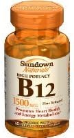 Sundown Naturals B-12, 1500mg, 60-Count Tablets (Pack of 3)