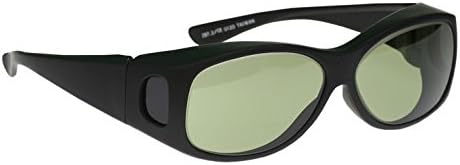 POLYLTGREENLight Green Polycarbonate Hot Glass Furnace Glasses in Black Over Glasses Safety Frame