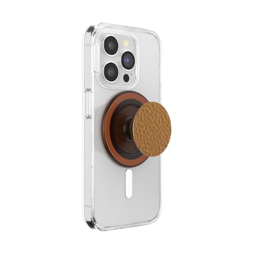 PopSockets Phone Grip for MagSafe with Kickstand, Magnetic Stand, Swappable Top, Secure Hold for iPhone MagSafe Cases, Phone & Tablet Grip - Enamel Hammered Copper Tone