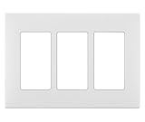 Leviton Renu REWP3-WW Three-Gang Screwless Snap-On Wallplate, White on White