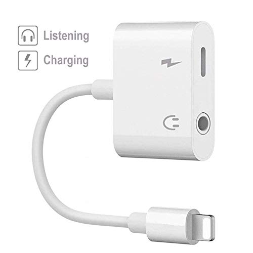 Headphone Jack for iPhone Earphone AUX Audio Splitter Adapter 3.5mm Jack Dongle Earphone Connector Compatible for iPhone 7 Plus/X/XS/XR/8/8 Plus Splitter Music and Charge Support iOS12 Accessory More