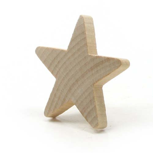 Mylittlewoodshop Package of 100 - Star - 1-1/2 inches and 3/16 inches thick unfinished wood (WW-C06318)