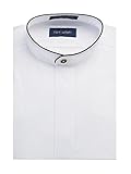 Neil Allyn Men's Dress Shirt Banded Collar with Black Piping