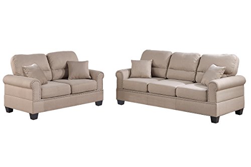 Poundex F6937 Bobkona Burril Linen-Like 4 Piece Left or Right Hand Reversible Sectional Set, Black