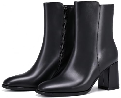 DOBOLIN Women's Ankle Boots Square Toe Wide Width Chunky Heel at Amazon