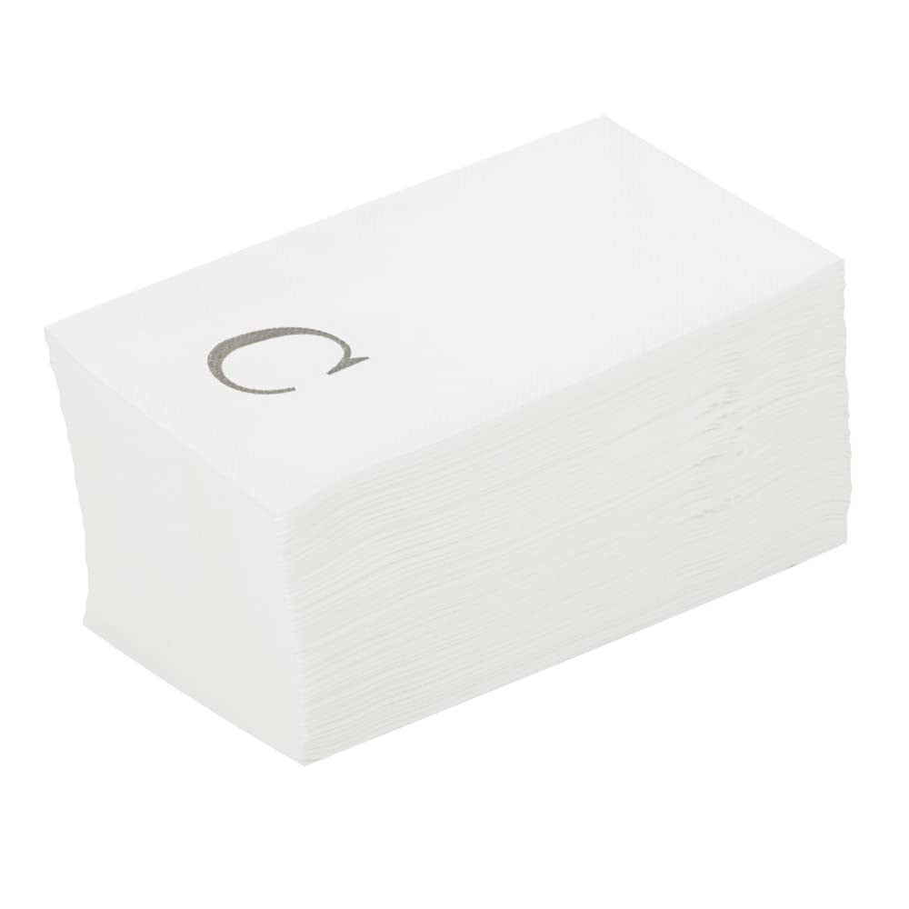 Luxenap 15.8 X 7.9 Inch Linen-Feel Guest Towels, 2000 Lettered Hand Towels - Silver Letter 'C', Sans Serif Font, White Paper Dinner Napkins, airlaid, For Restrooms And Tables - Restaurantware Image