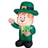 GEMMY AIRBLOWN INFLATABLE 3.5' LEPRECHAUN HOLDING SHAMROCK OUTDOOR INDOOR HOLIDAY DECORATION