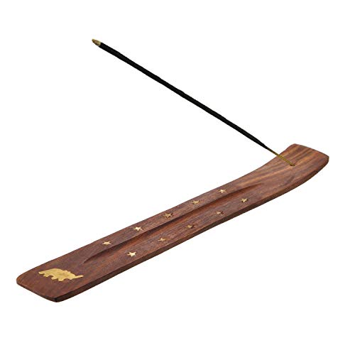 Trounistro 10 Pieces Incense Sticks Holder Incense Burner Ash Catcher Wooden Handmade - 10.2 Inches Long